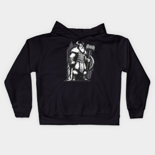 Vintage Outline Bear Viking Warrior Berserker Kids Hoodie